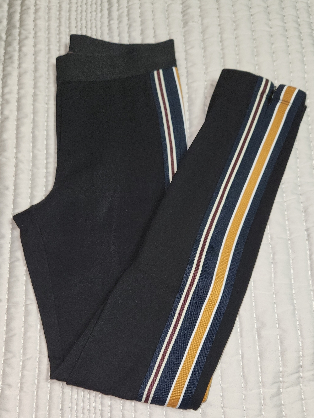 BCBGMaxAzria Black Dressy Leggings with Multicolor Side Stripes
